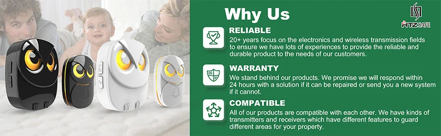 HTZSAFE Wireless Doorbell Chime - 300 meters Long Range Wireless doorbell