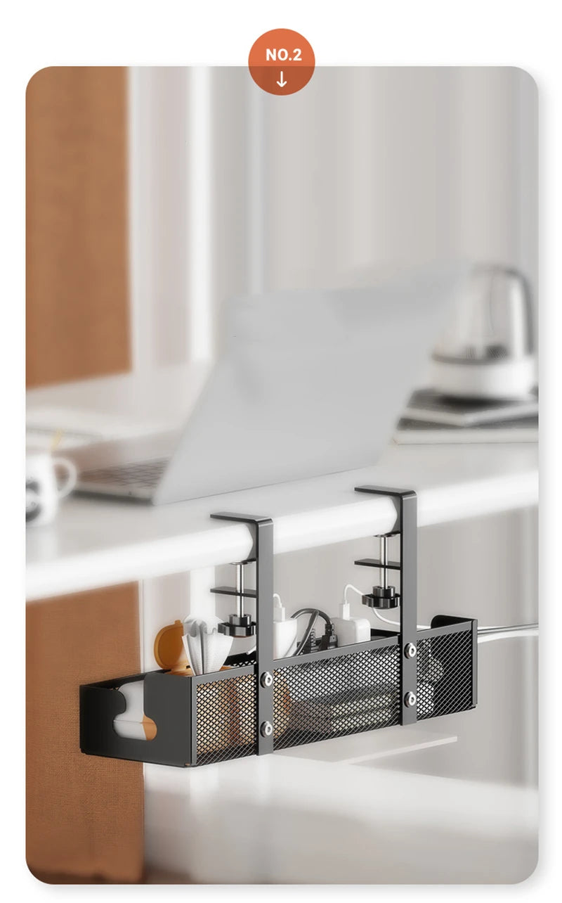 No Drilling Extendable Under Desk Cable Management Metal Cable Tray Under Desk