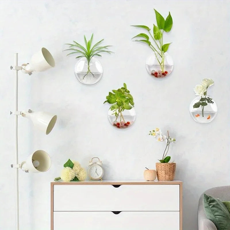 Transparent Glass Vase Wall Hanging Hydroponic Terrarium Fish Tanks Potted Plant