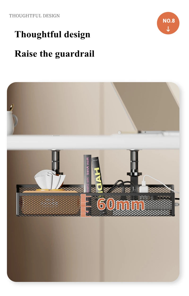 No Drilling Extendable Under Desk Cable Management Metal Cable Tray Under Desk