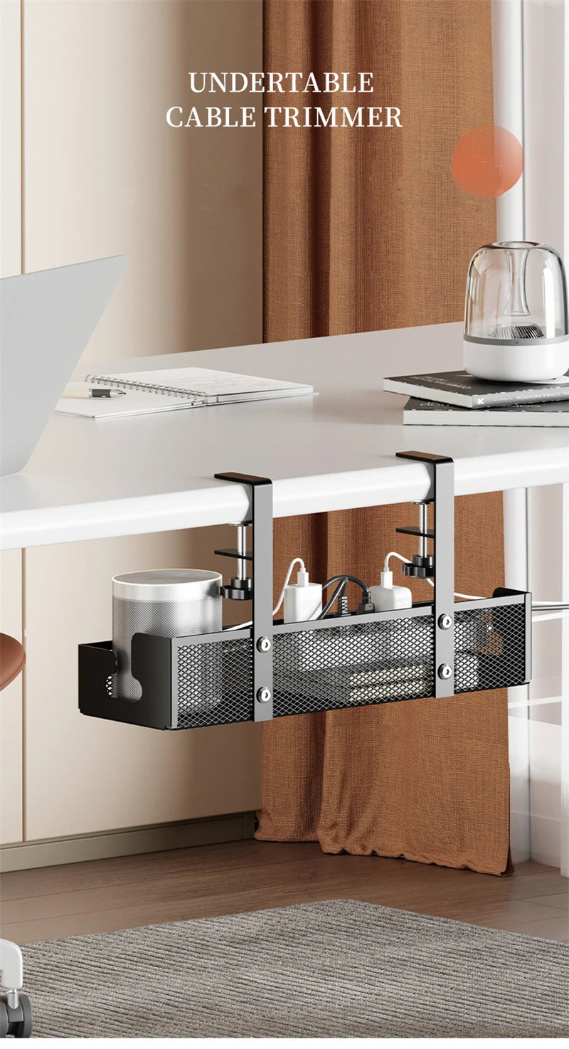 No Drilling Extendable Under Desk Cable Management Metal Cable Tray Under Desk