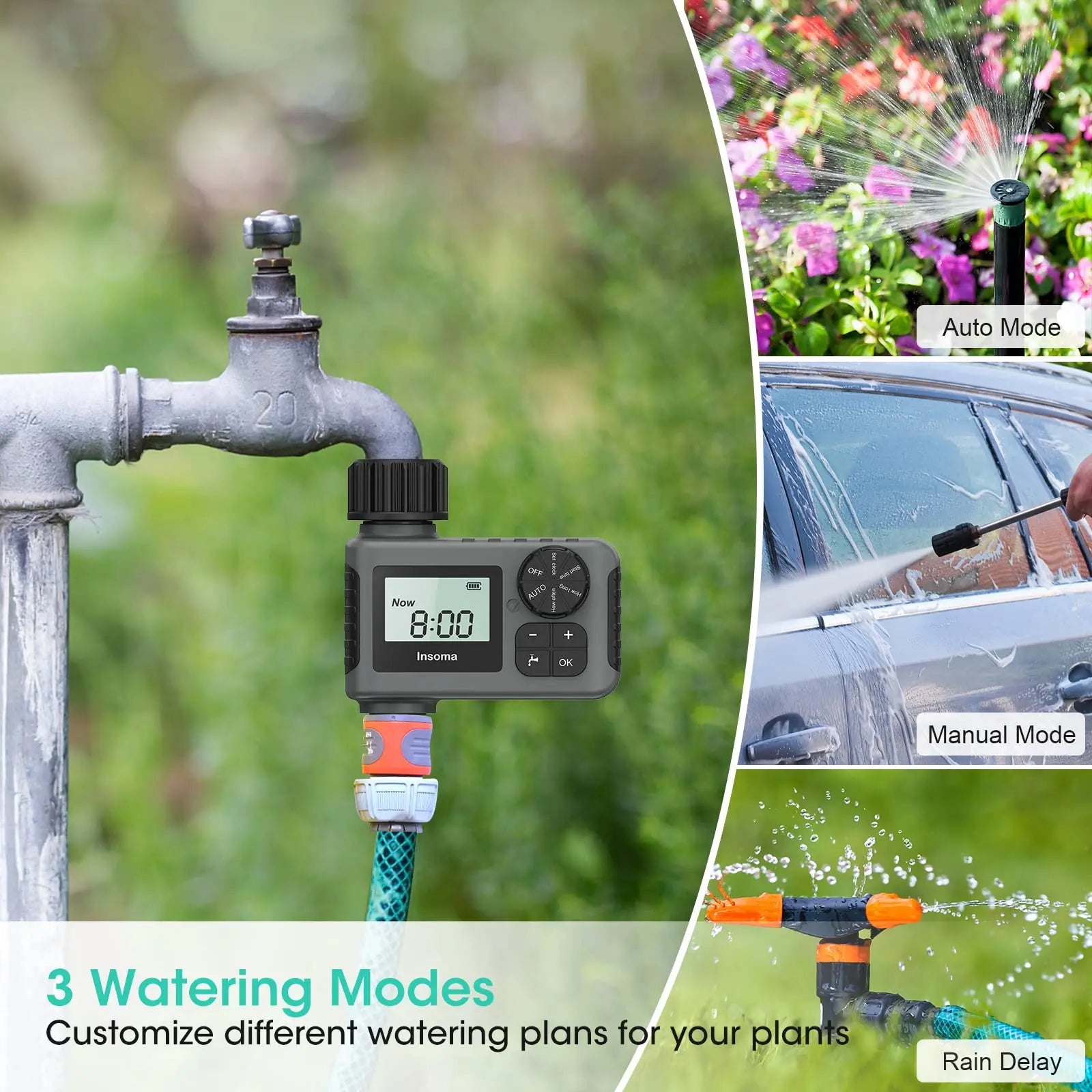 Insoma Automatic Water Timer Intelligent Irrigation Watering System Sprinkler Timer