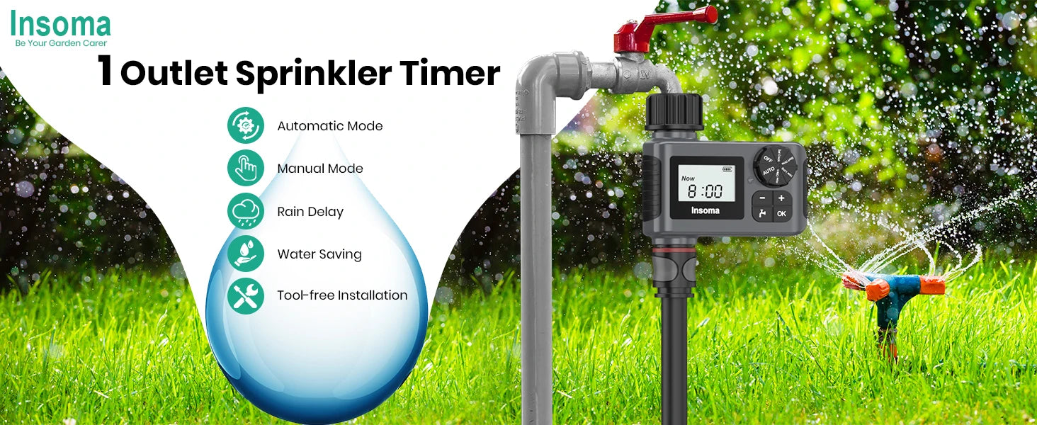 Insoma Automatic Water Timer Intelligent Irrigation Watering System Sprinkler Timer