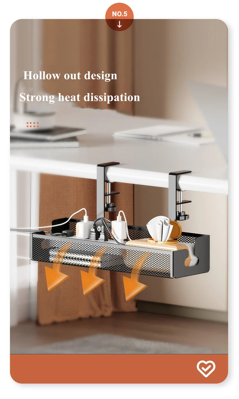No Drilling Extendable Under Desk Cable Management Metal Cable Tray Under Desk