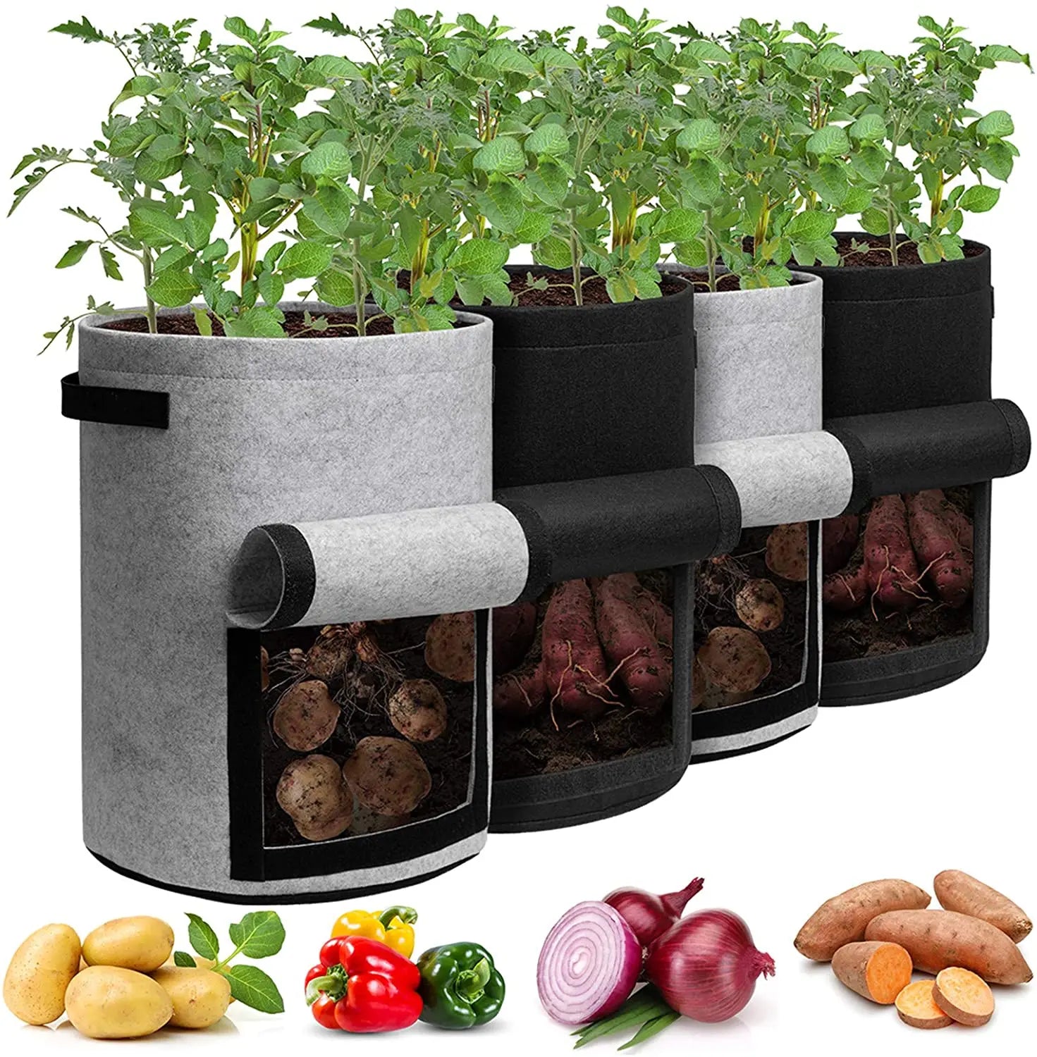 3 Size Felt plant grow bags nonwoven fabric garden potato pot greenhouse