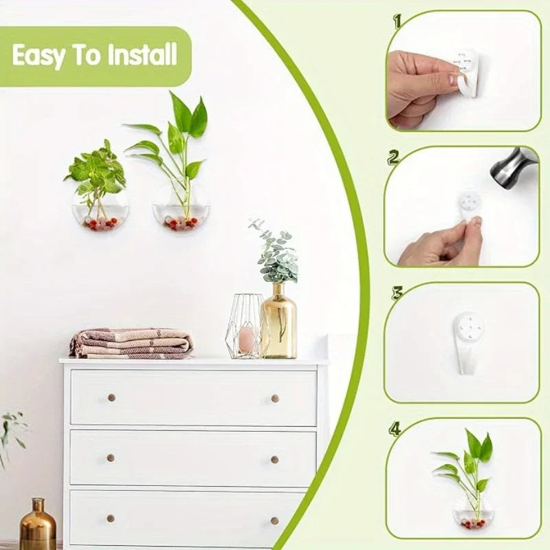 Transparent Glass Vase Wall Hanging Hydroponic Terrarium Fish Tanks Potted Plant