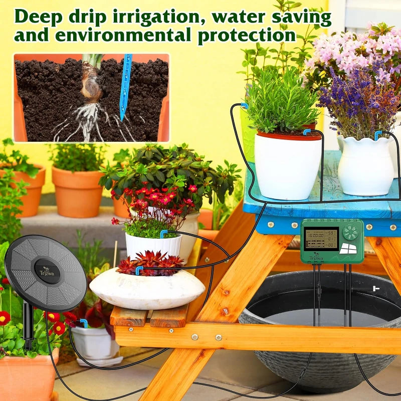 DIY solar irrigation, with a 15 meter hose garden watering system greenhouse
